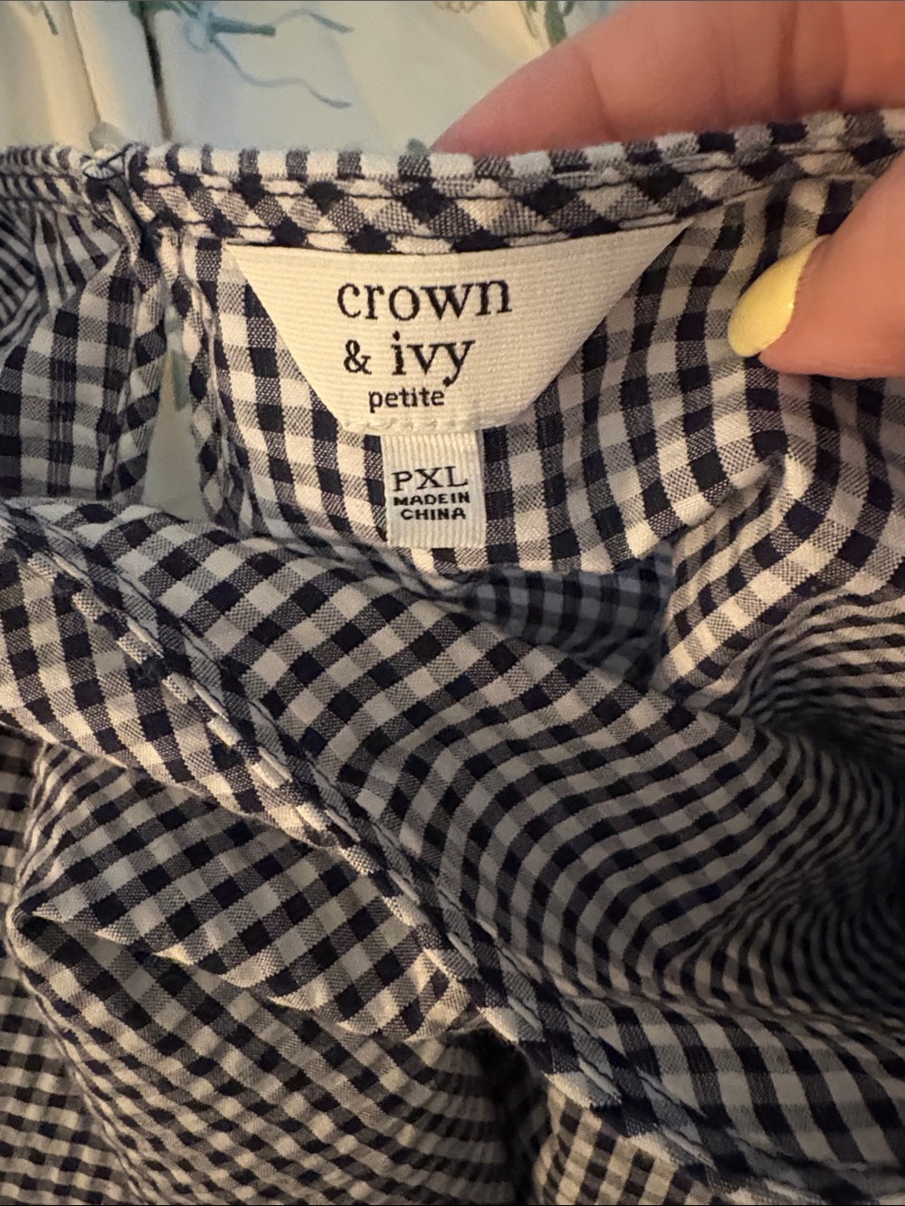 crown & ivy Black and White Gingham Bow Sleeve Blouse - Picture 4 of 4